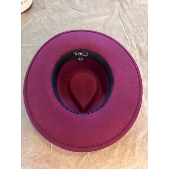 WYETH Wine Fedora Hat with White Leather Trim Accent main image 8